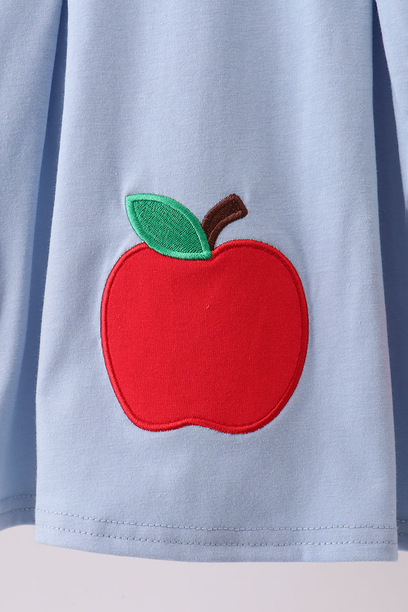 Blue Apple Appliqué Ruffle Set