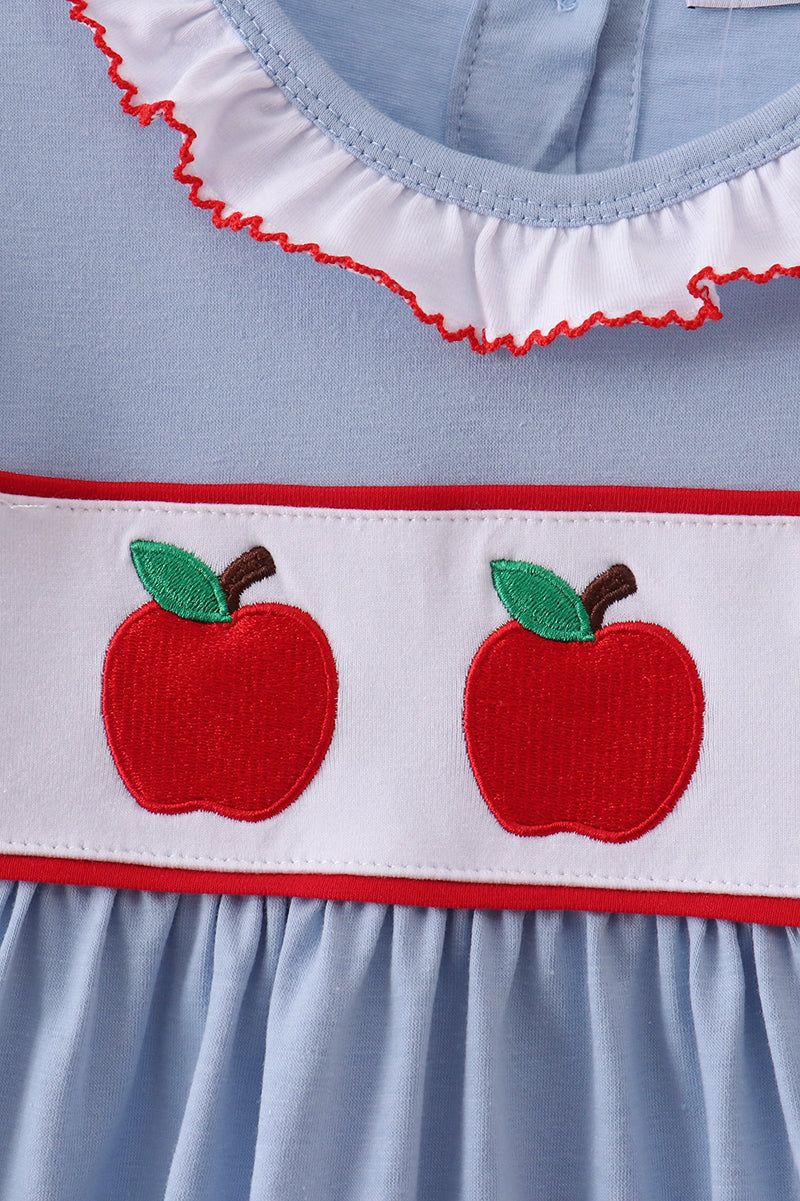 Blue Apple Embroidered Dress