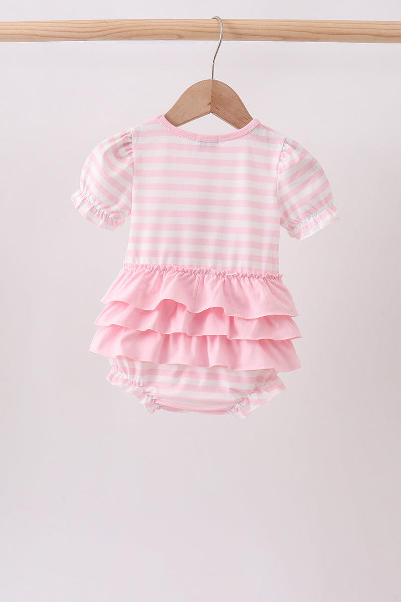 Pink Stripe Apple Book Applique Bubble