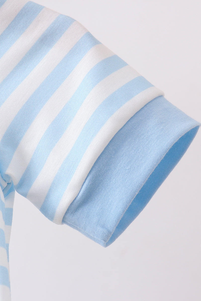 Blue Stripe Apple Book Appliqué Bubble