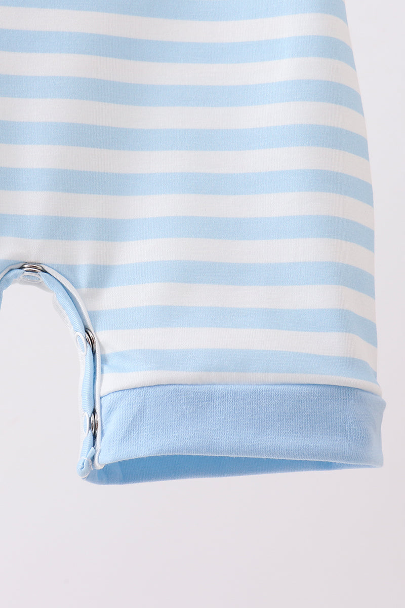 Blue Stripe Apple Book Appliqué Romper