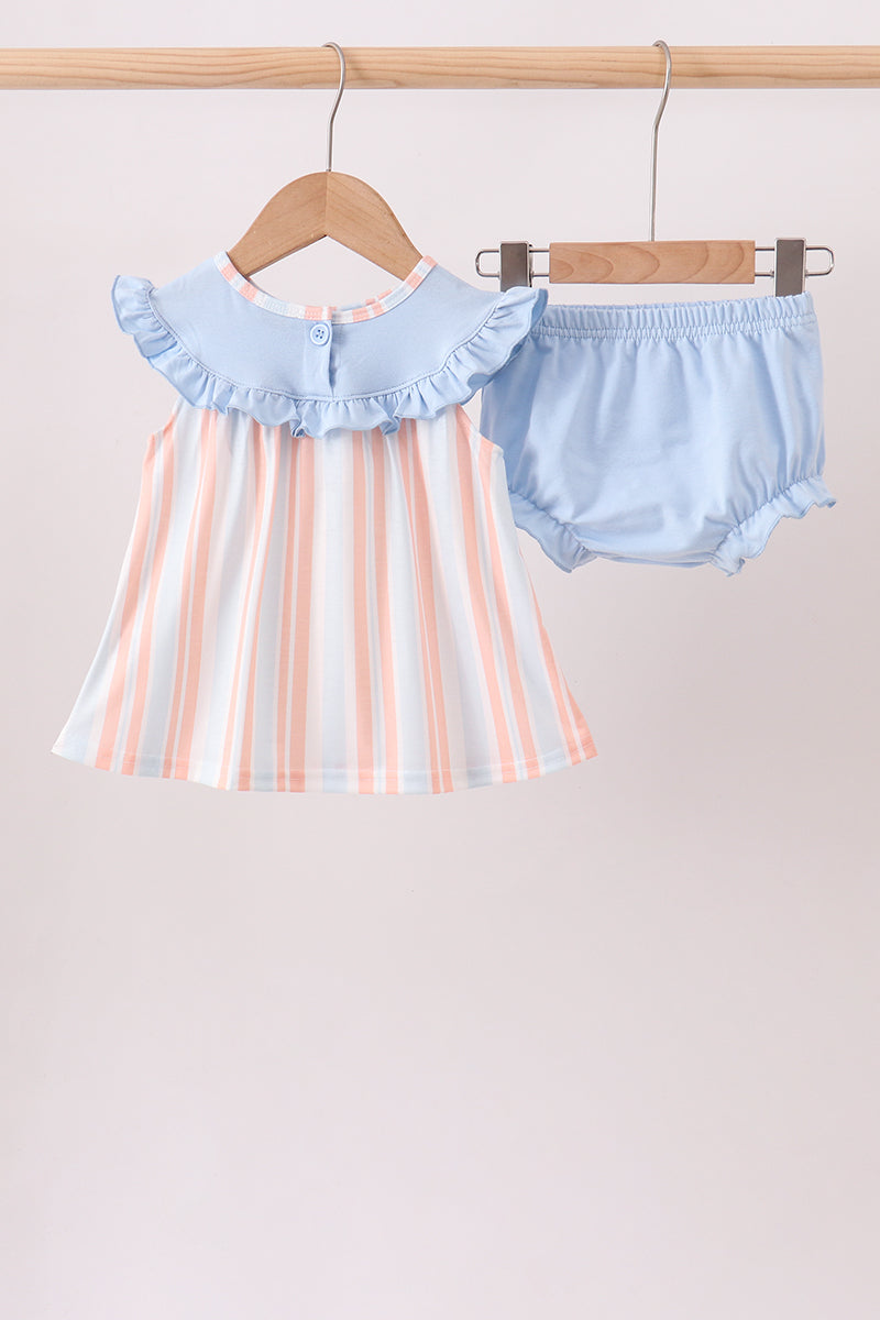 Seashell Stripe Embroidered Bloomer Set