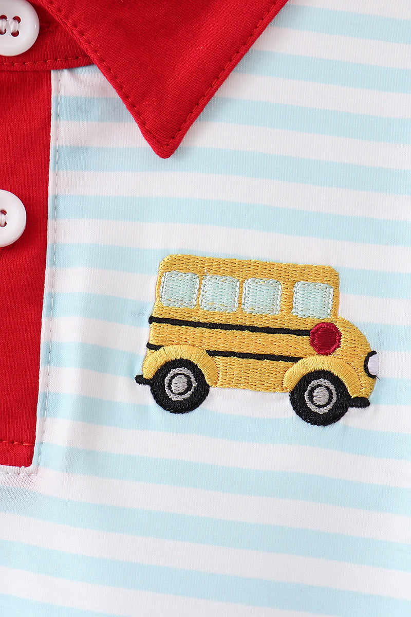 Red Bus Embroidered Set