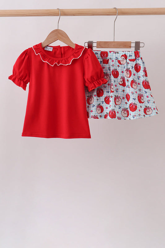 Red School Apple Skorts Set