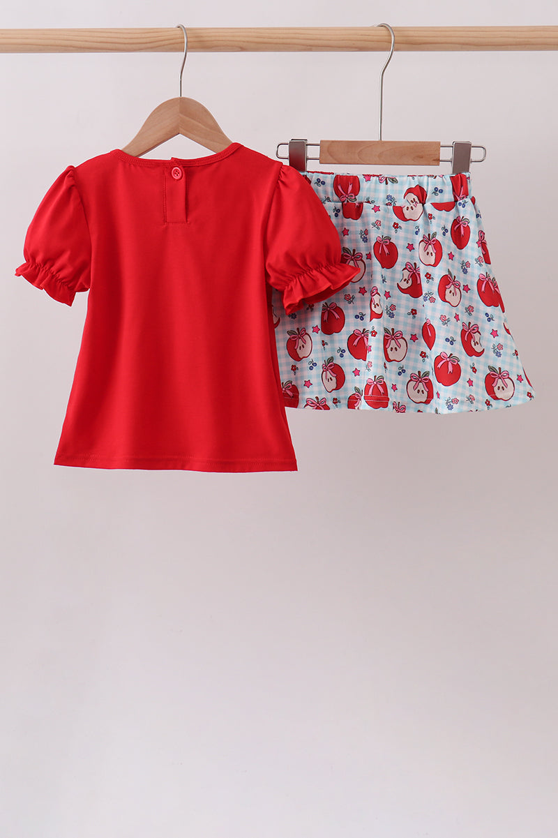 Red School Apple Skorts Set