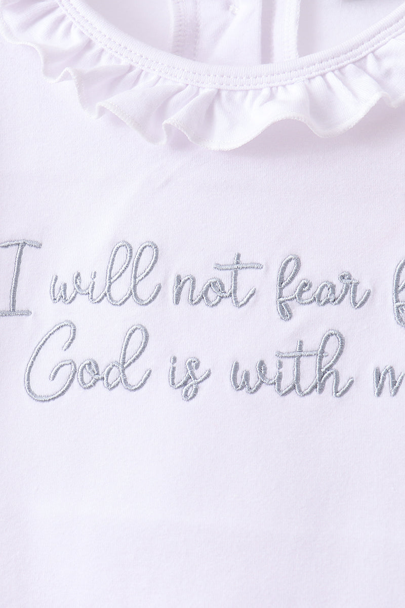 Blue Faith Quote Embroidered Ruffle Shorts Set