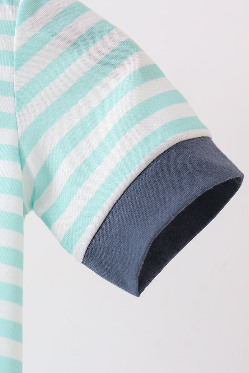 Blue stripe under the sea Embroidered Bubble