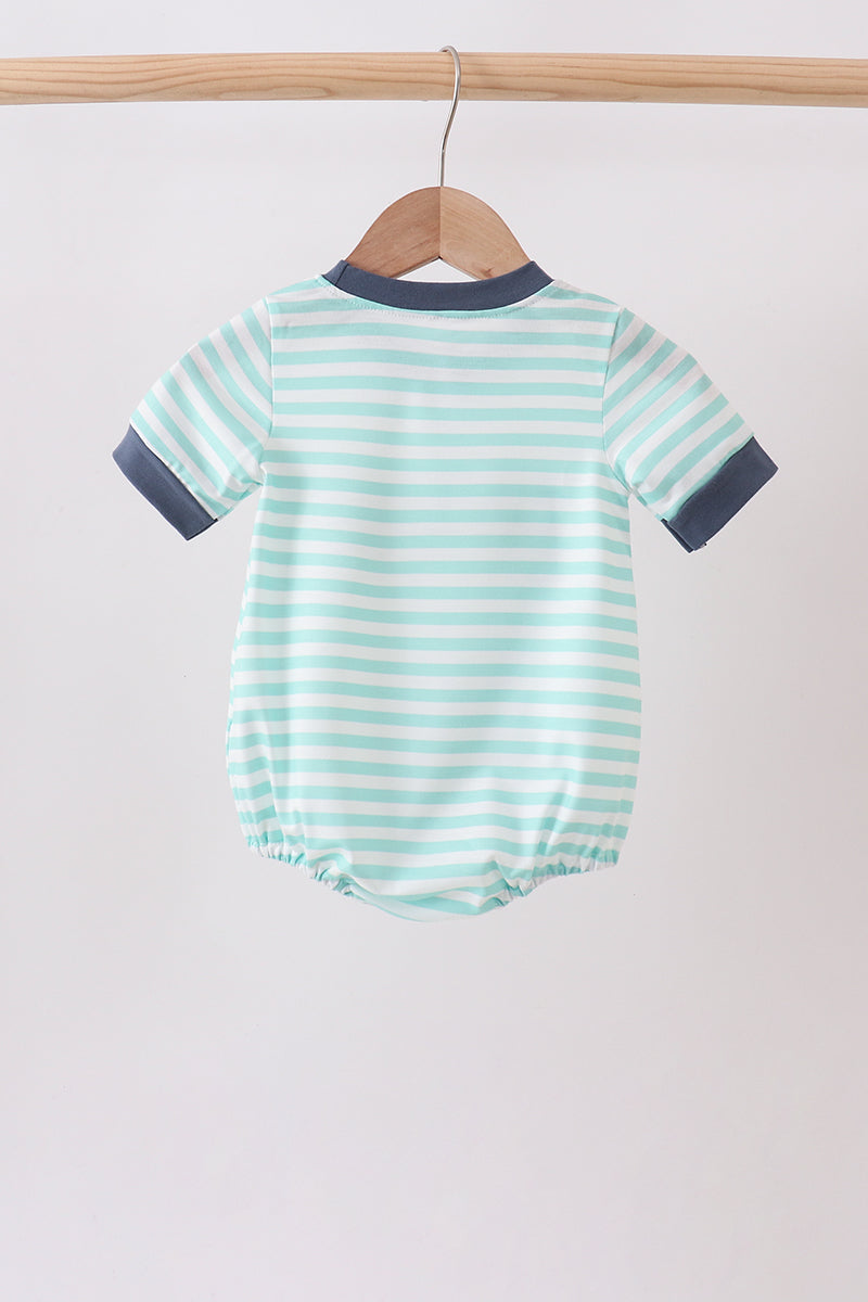 Blue stripe under the sea Embroidered Bubble