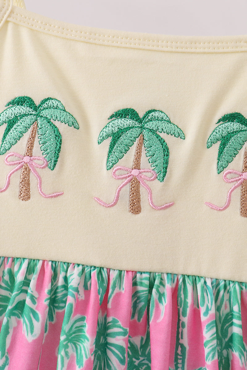 Palm Tree Embroidered Dress