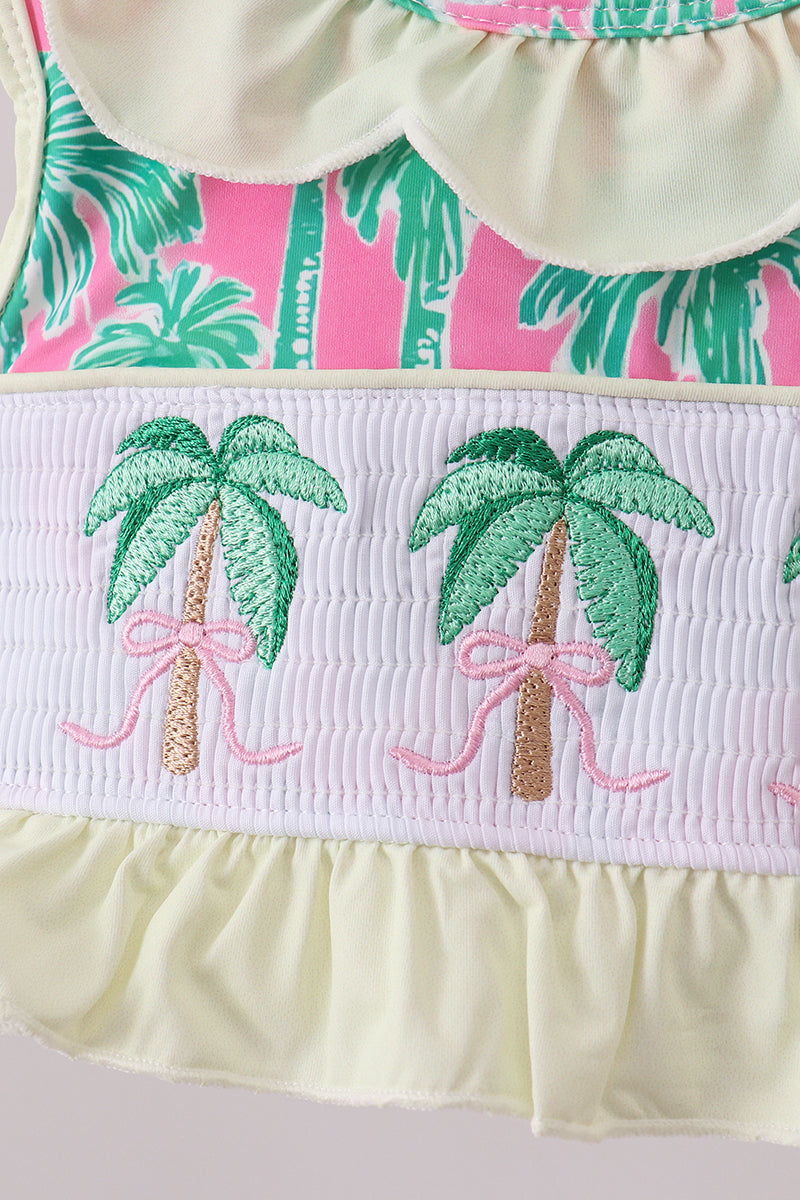 Palm Tree Smocked UPF Swim Set
