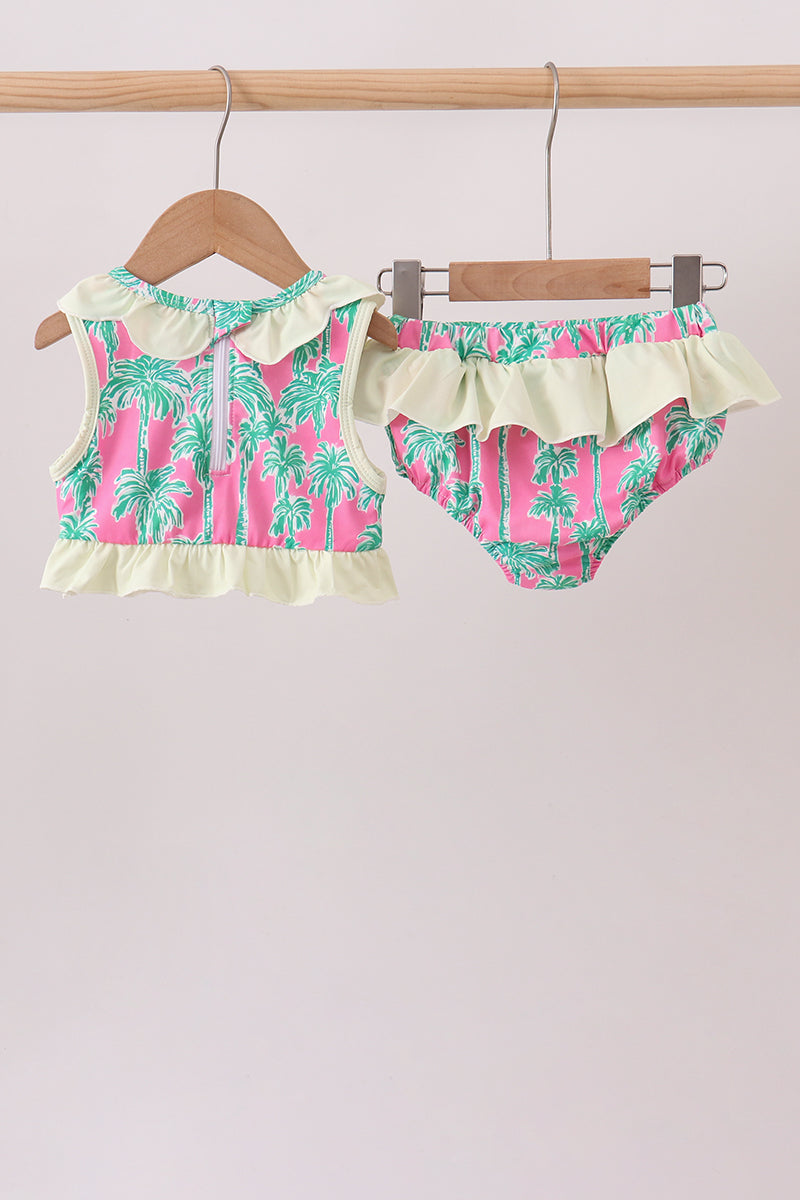 Palm Tree Smocked UPF Swim Set