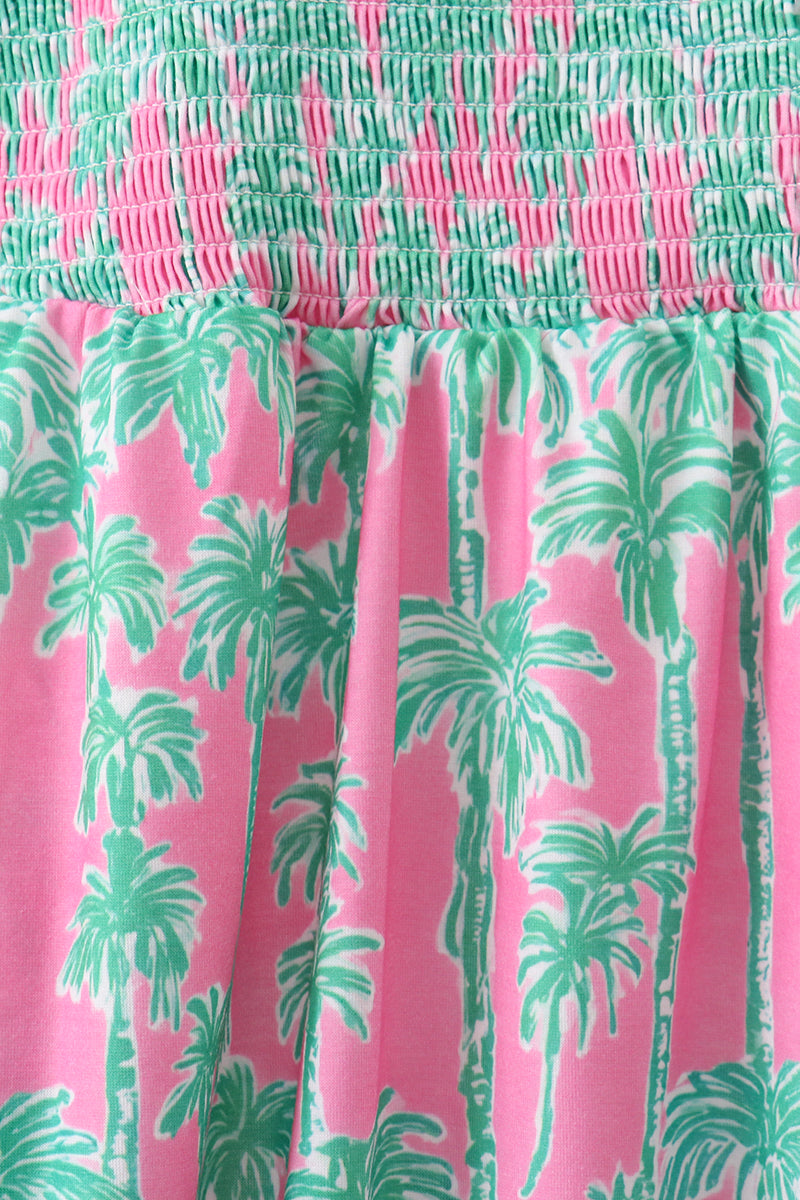 Palm Tree Smocked Women Dress