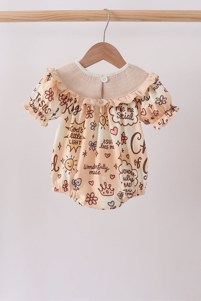Child of God Smocked Ruffle Bubble