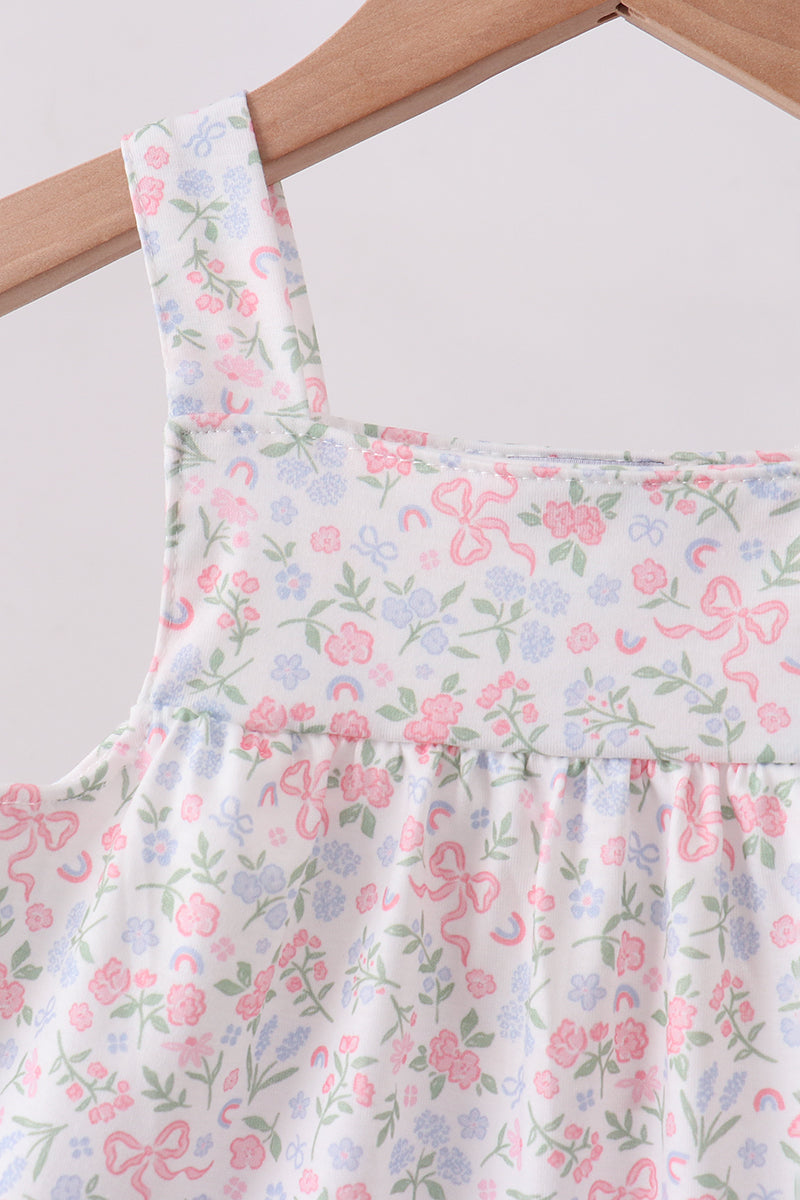 Blue Floral Print Ruffle Bloomer Set