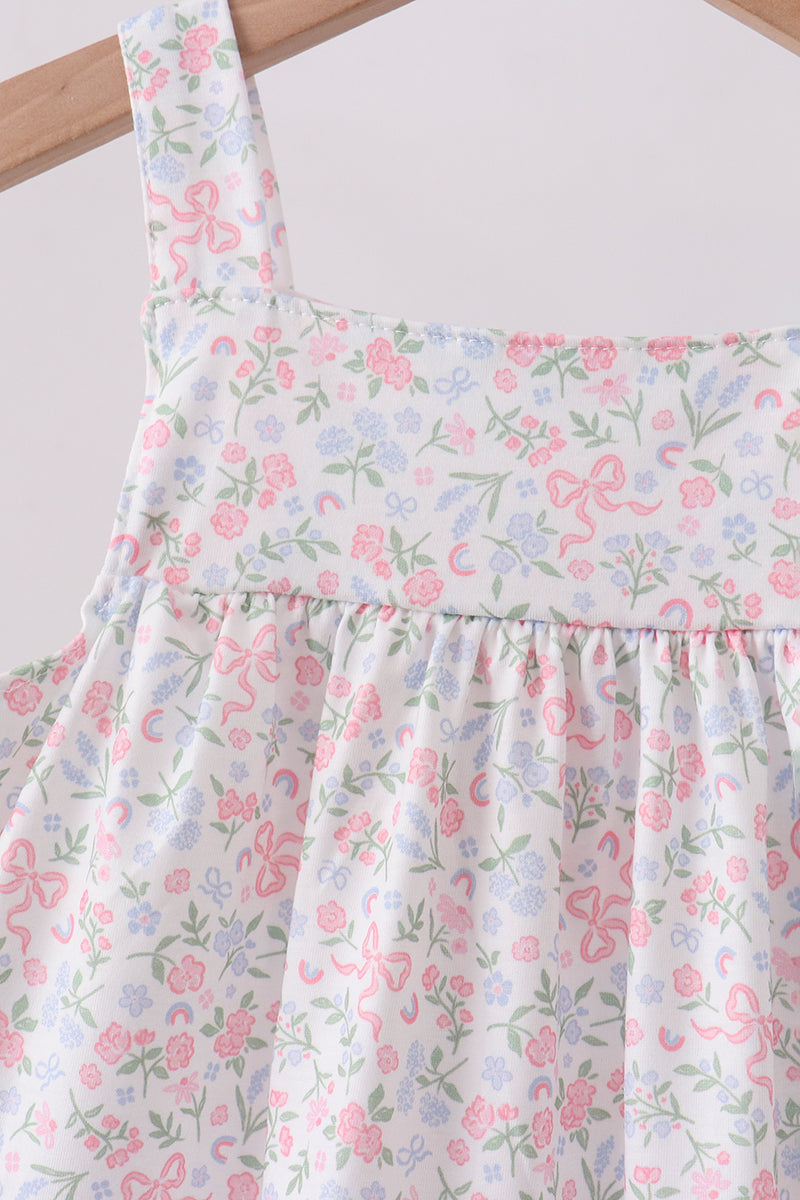 Blue Floral Print Ruffle Shorts Set