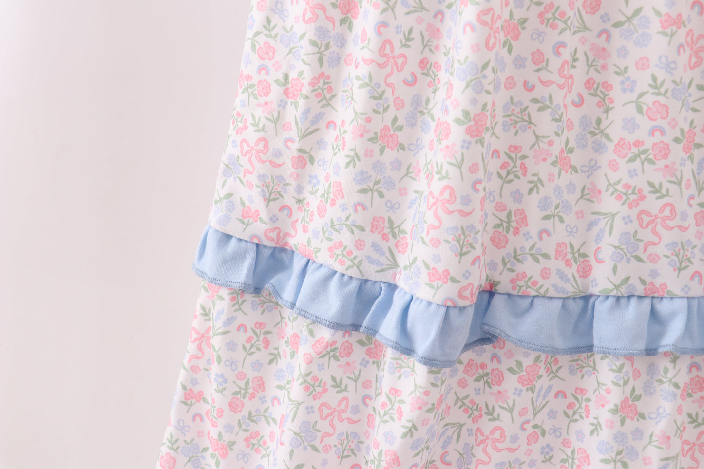 Blue Floral Smocked Mom Tiered Dress