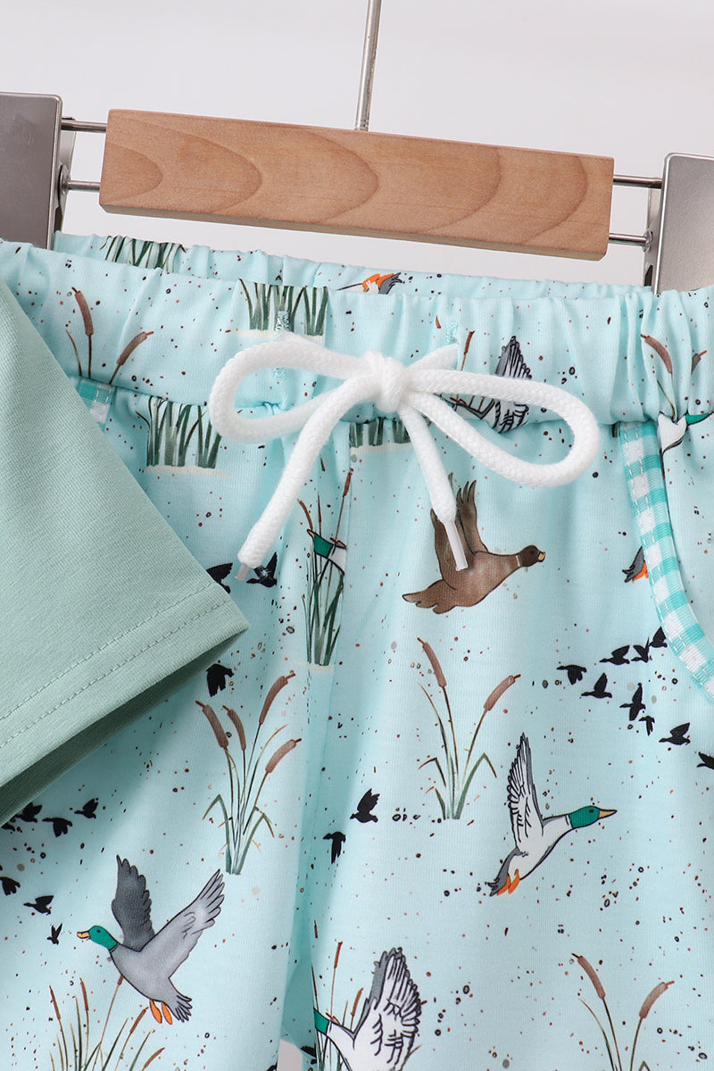 Green Duck Pocket Shorts Set