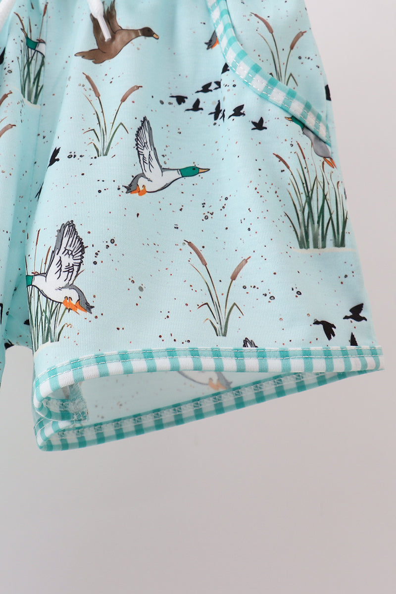 Green Duck Pocket Shorts Set