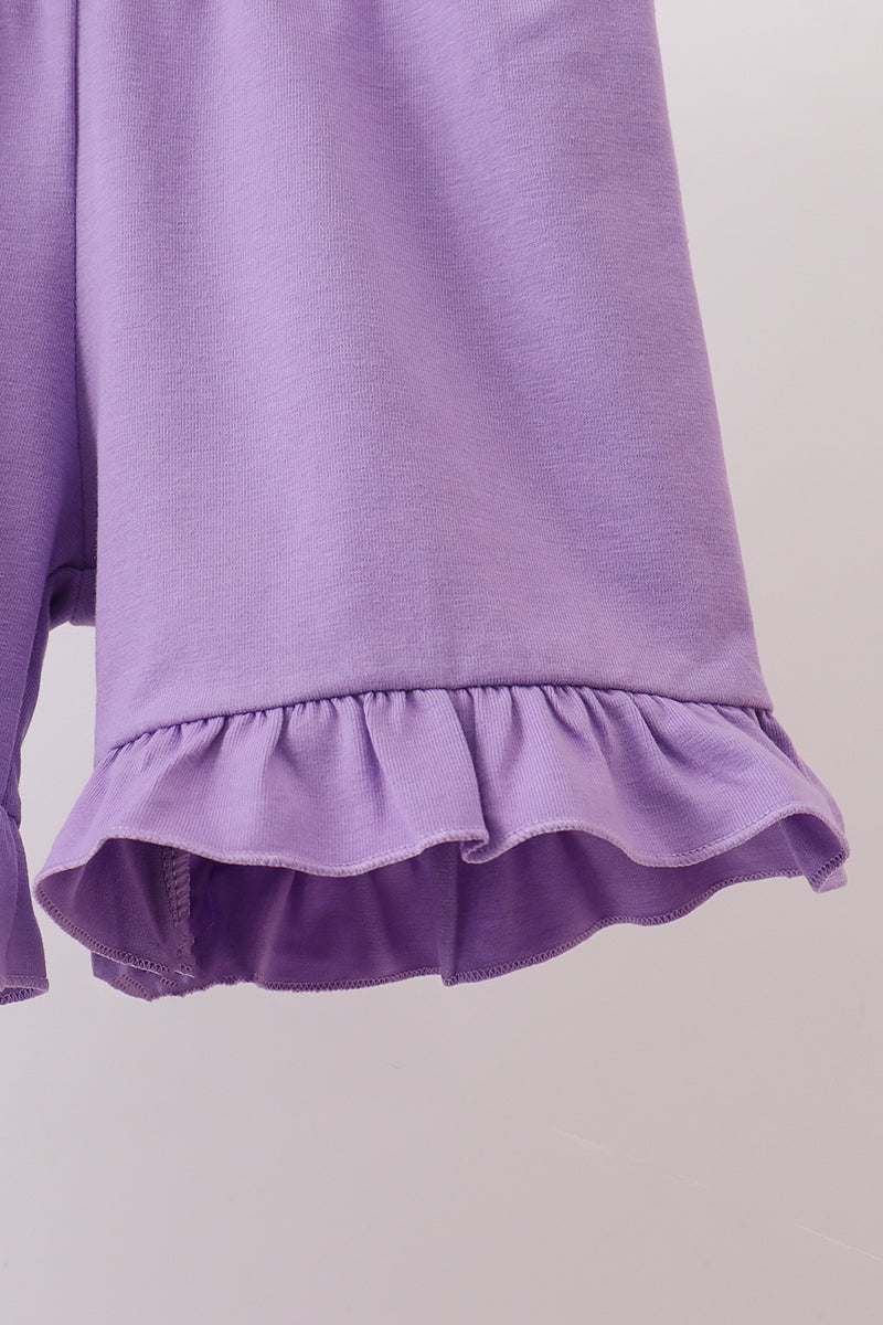 Purple Butterfly Applique Shorts Set