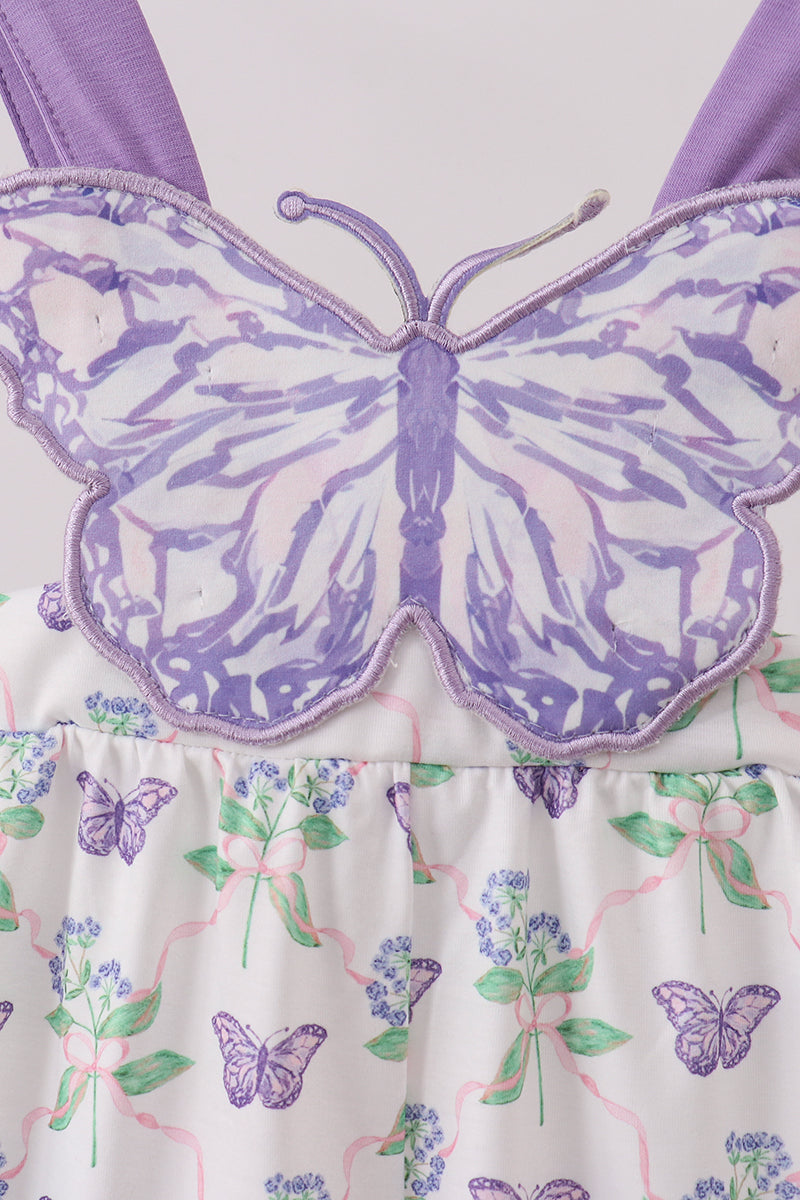 Purple Butterfly Applique Jumpsuit