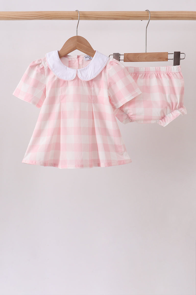 Pink Gingham Bloomer Set