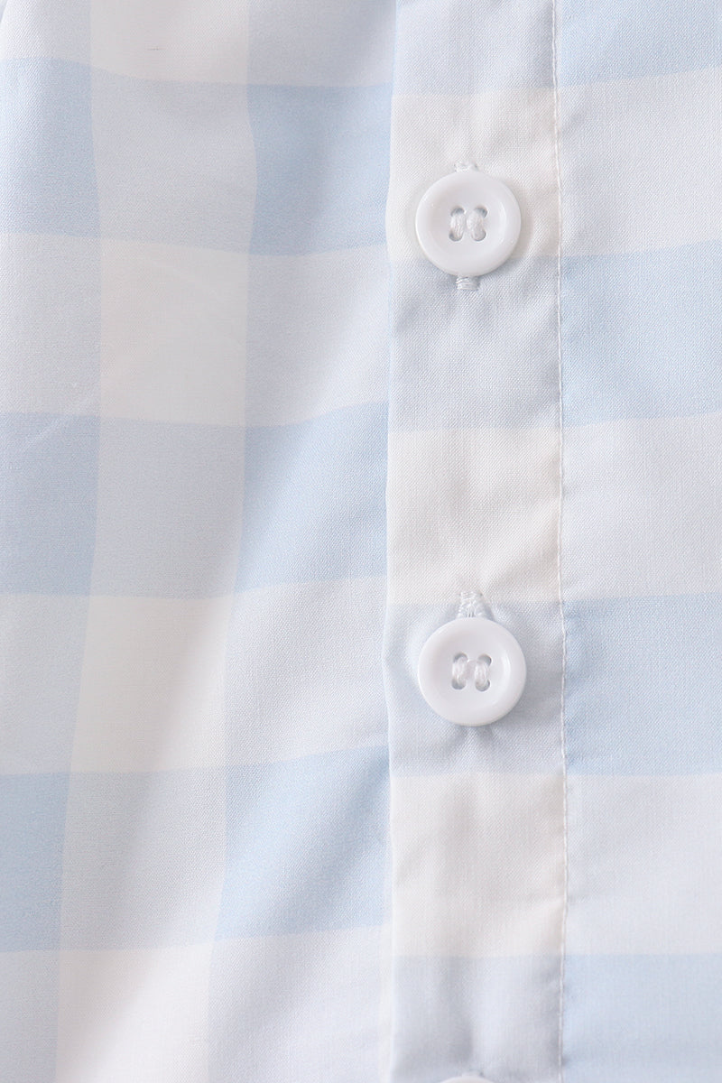 Blue Gingham Shorts Set