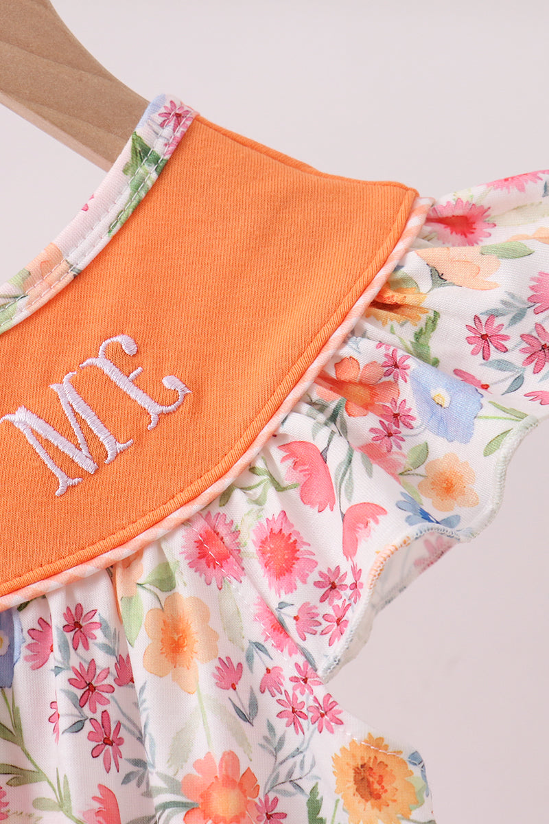 Coral Jesus Loves me Embroidered Floral Bubble