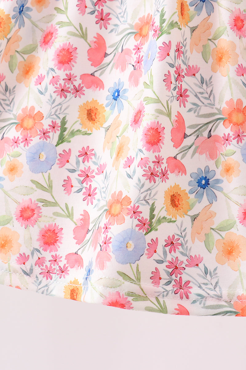 Coral Jesus Loves me Embroidered Floral Bloomer Set