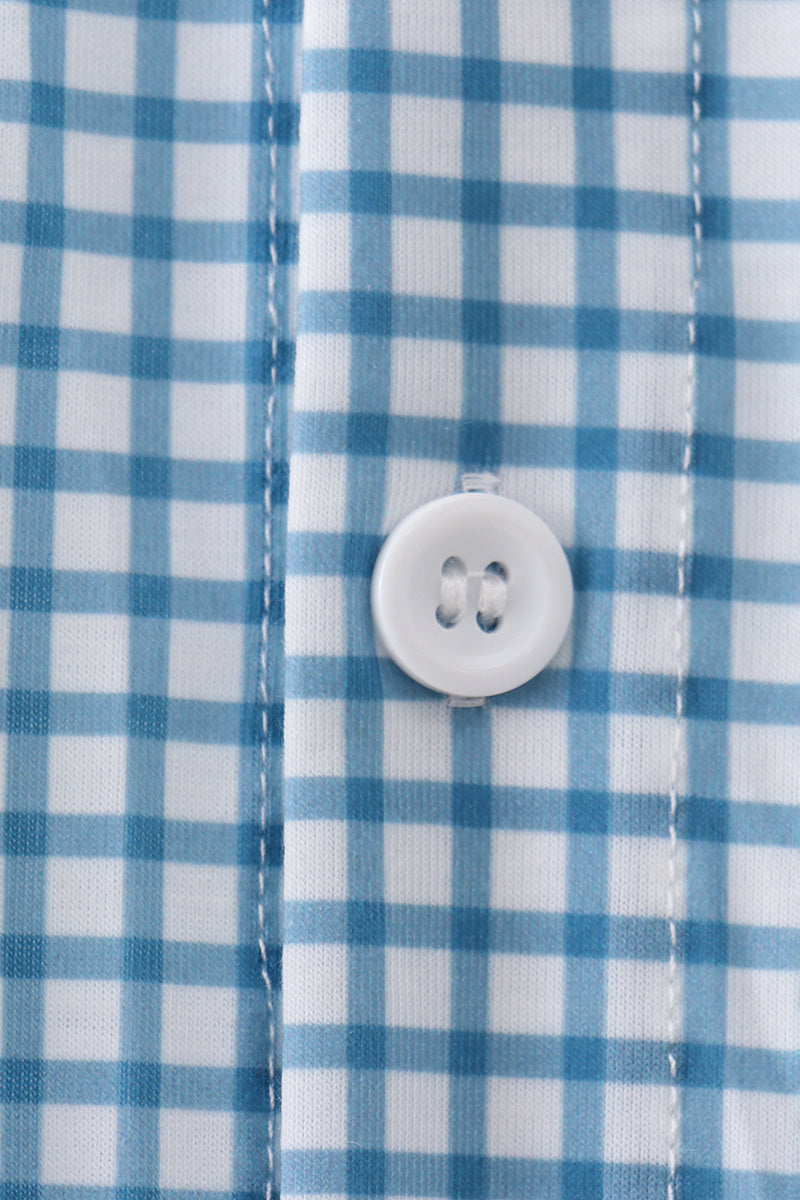 Blue Grid Dad Button Down Shirt