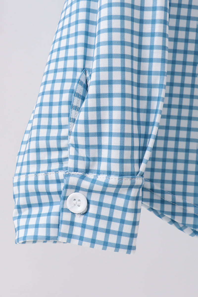 Blue Grid Dad Button Down Shirt