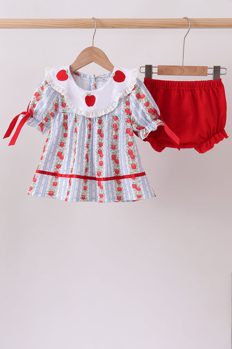 Red Apple Embroidered Bloomer Set