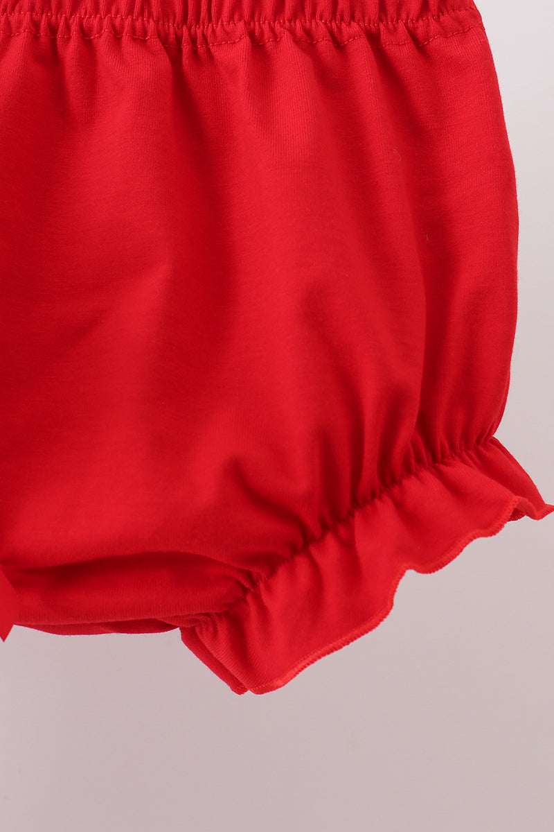 Red Apple Embroidered Bloomer Set
