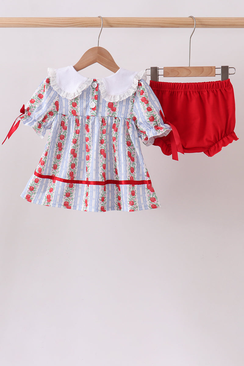 Red Apple Embroidered Bloomer Set