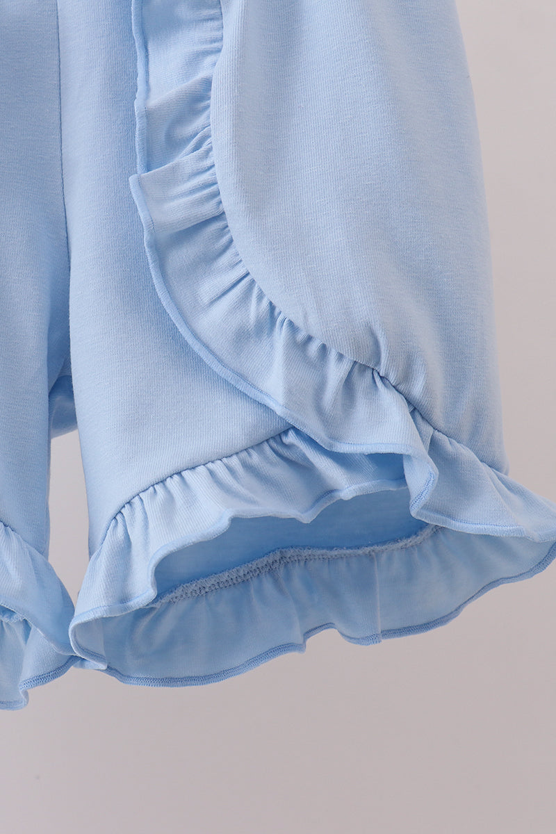 Blue Hydrangea Ruffle Shorts Set