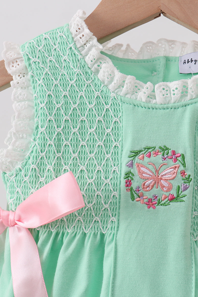 Green Butterfly Smocked Lace Bubble