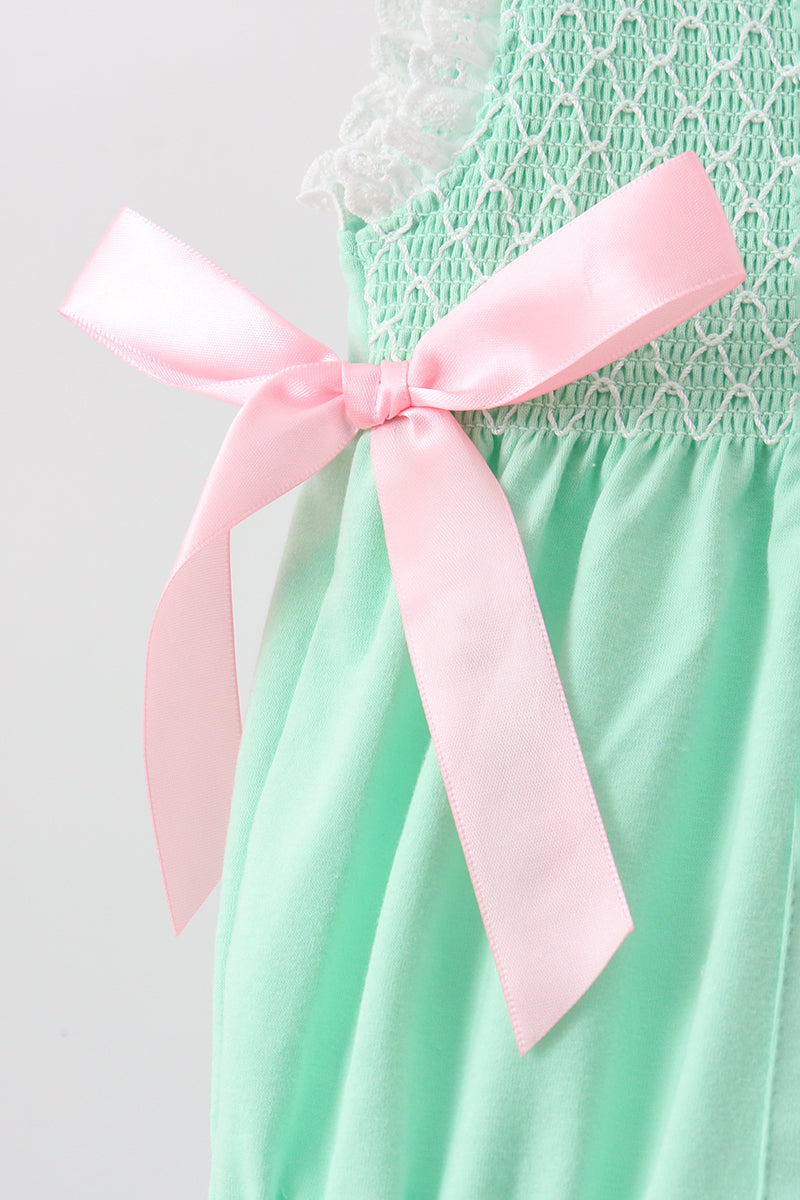 Green Butterfly Smocked Lace Bubble