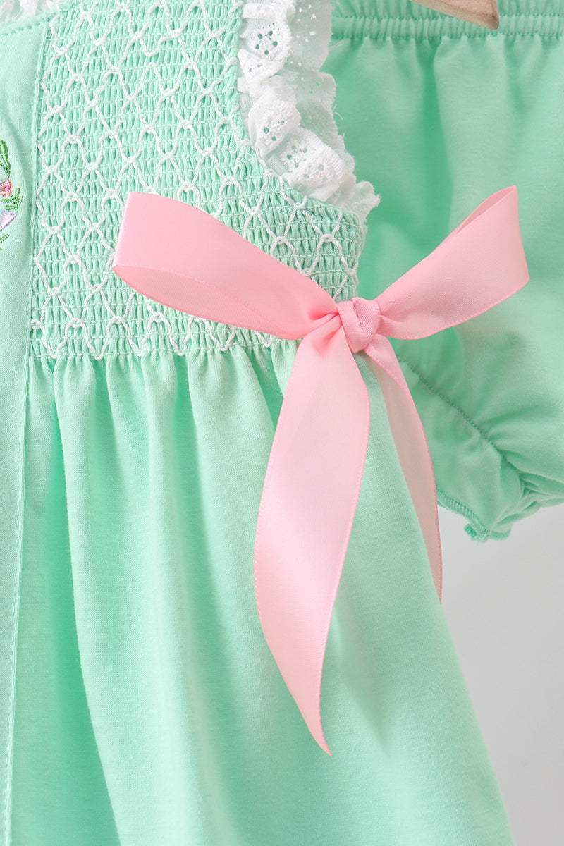 Green Butterfly Smocked Bloomer Set