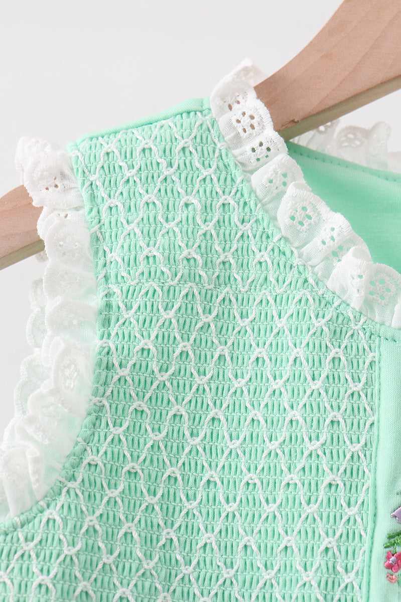 Green Butterfly Smocked Bloomer Set