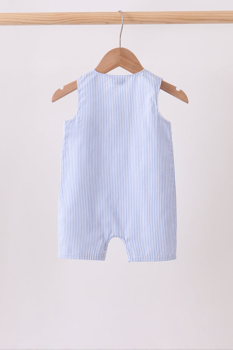 Blue Whale Embroidered Seersucker Jon Jon