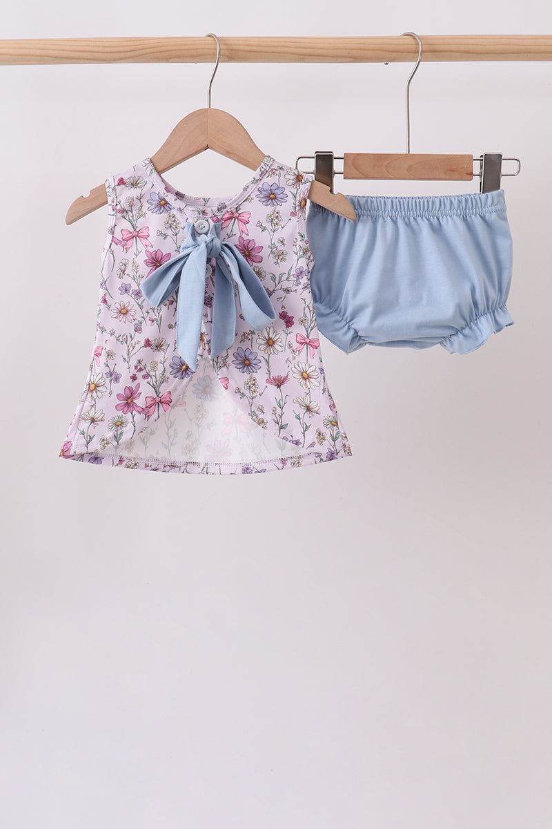 Purple Garden Ruffle Bloomer Set