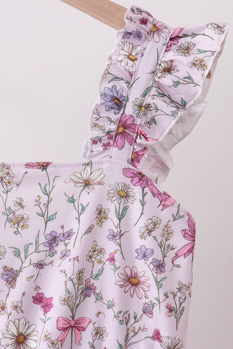 Purple Garden Ruffle Mom Dress