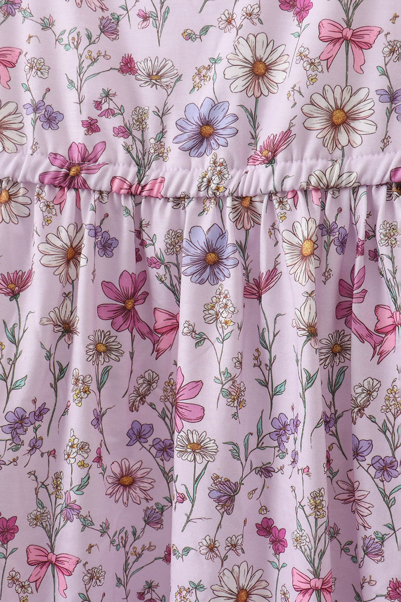 Purple Garden Ruffle Mom Dress