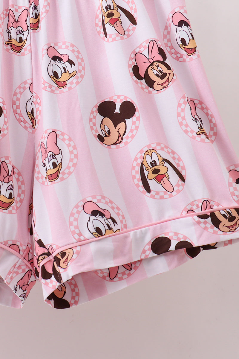 Pink character bamboo pocket mom pajama set