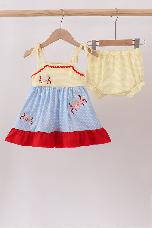 Blue Crab Applique Bloomer Set