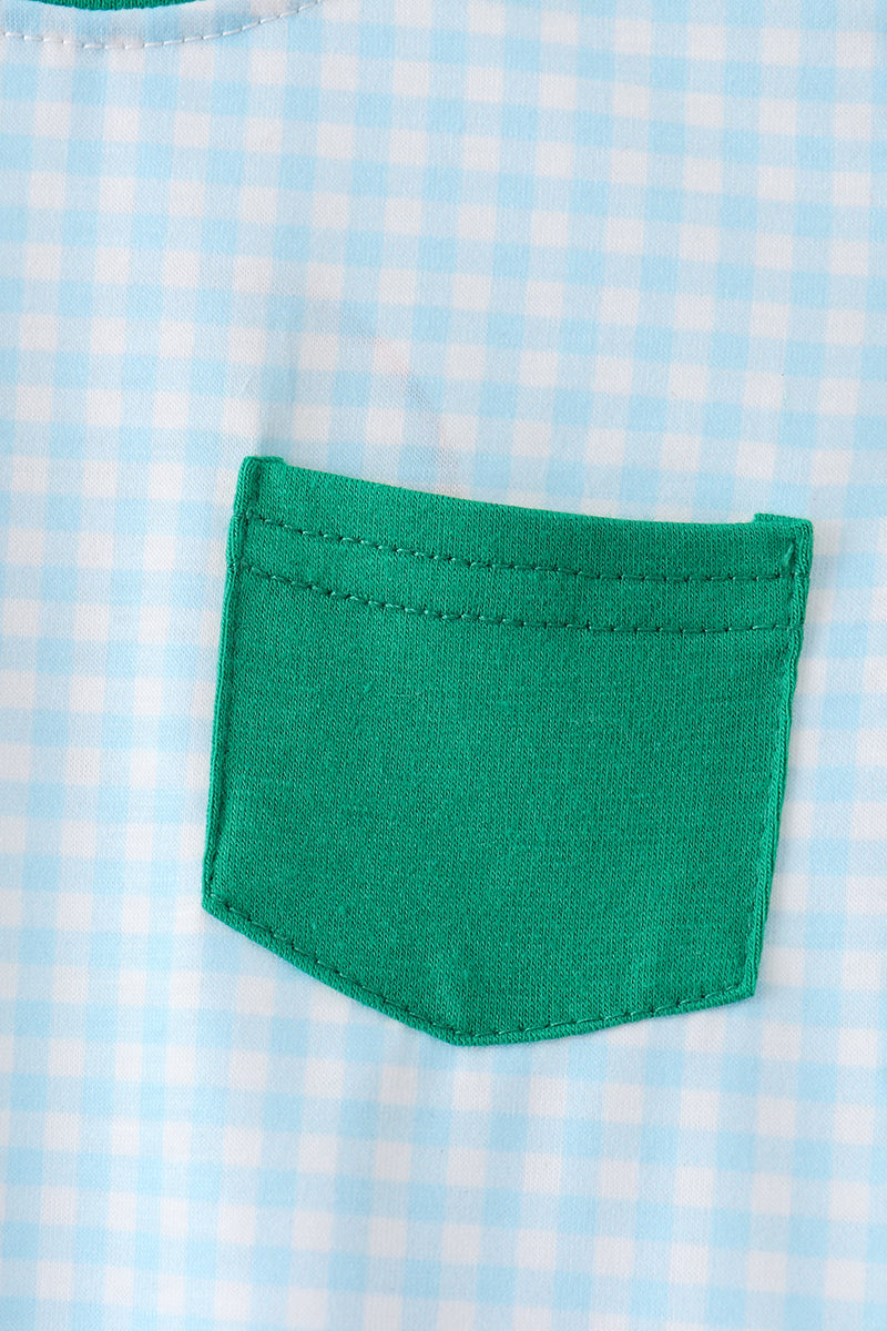 Green grid pocket romper