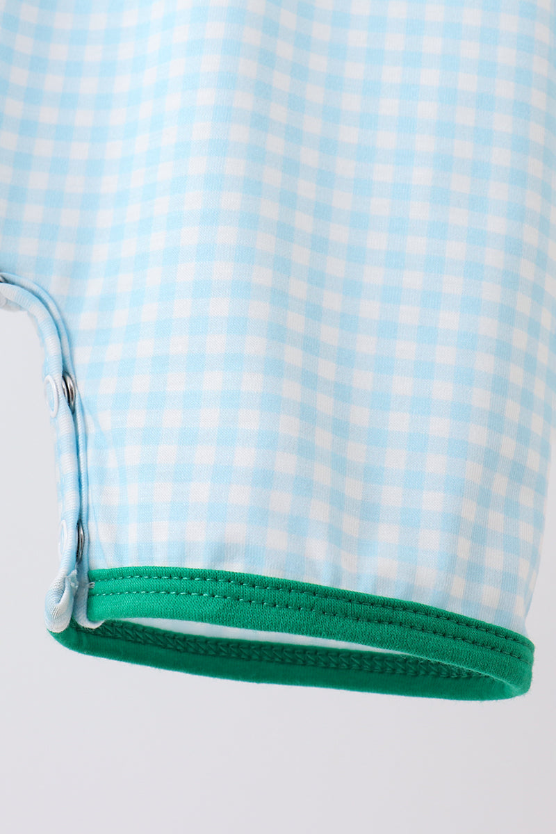Green grid pocket romper