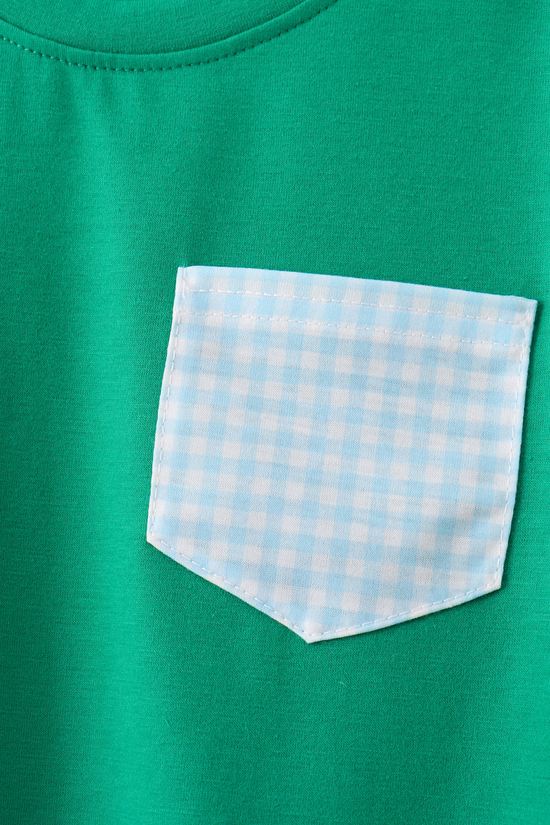Green pocket grid shorts set