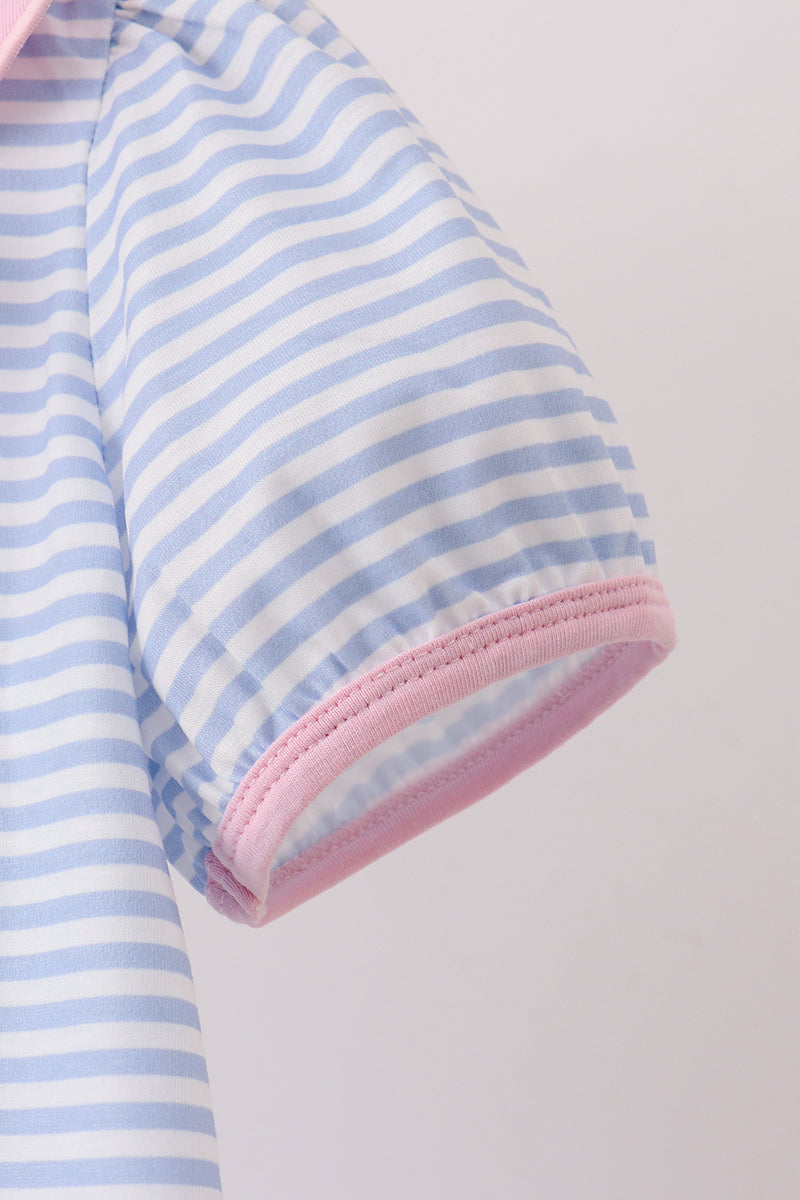 Purple Stripe Pencil Embroidered Top
