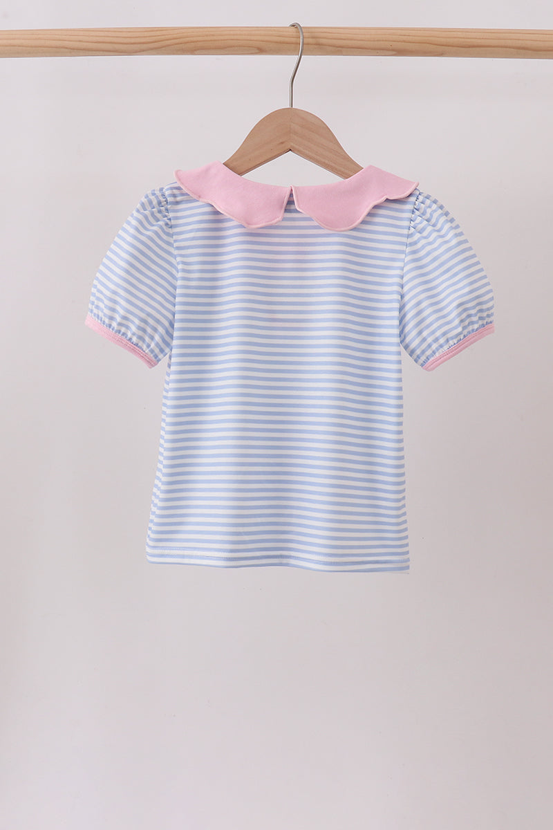 Purple Stripe Pencil Embroidered Top