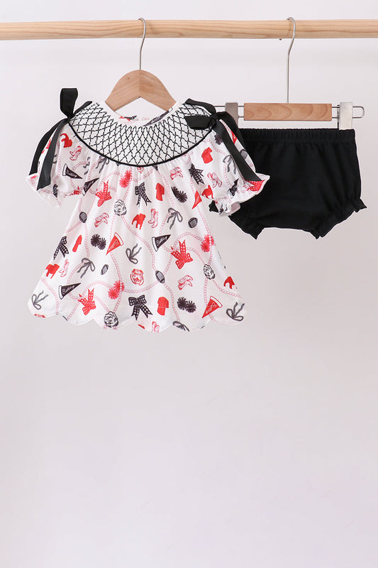 Black Georgia Smocked Bloomer Set